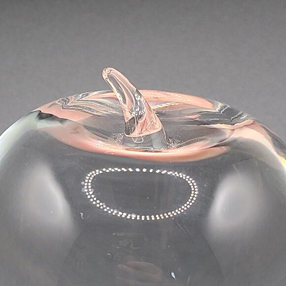 Tiffany & Co. Clear Crystal Glass Apple Paperweight Signed - Picture 4 of 5